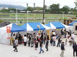 グルメイベントのテントが多数出店