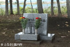 馬魂慰霊碑横に建立されるホウヨウボーイの墓碑