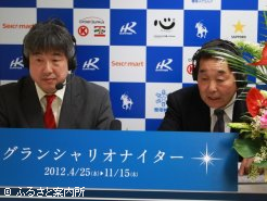 スーパーフレッシュチャレンジ競走のパドック解説を務める佐藤傳二さん