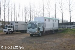 胆振や日高から輸送してきた馬運車