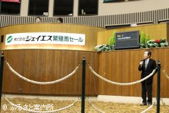 セール開催に先立ち挨拶に立つ藤原悟郎(株)ジェイエス社長