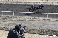 日高軽種馬共同育成公社で行われた調教VTR撮影