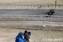 日高軽種馬共同育成公社で行われた調教ビデオ撮影
