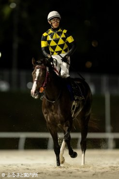 落合玄太騎手は会心の表情で引き揚げて
きた