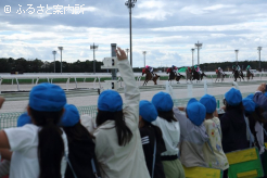 ゴール前でレースを観戦した